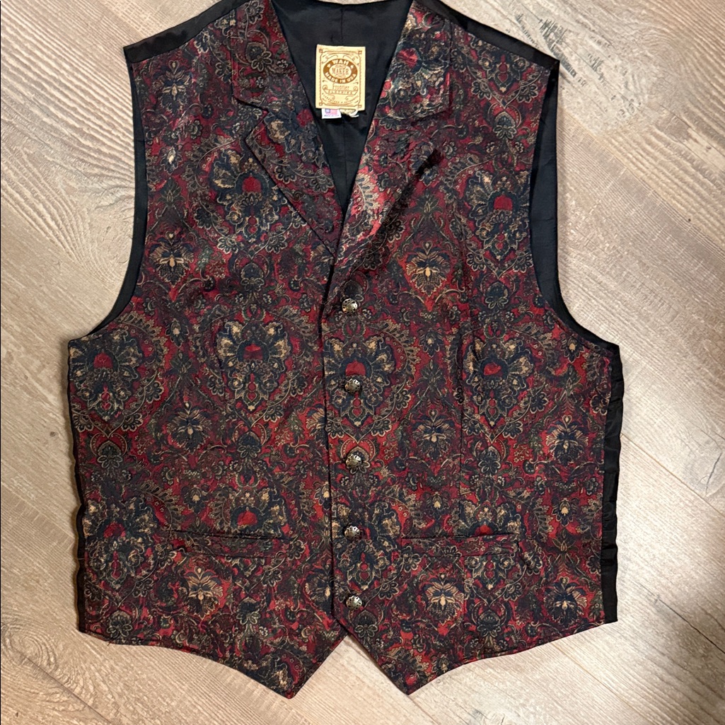 Vintage Paisley Satin Vest Made In Usa
